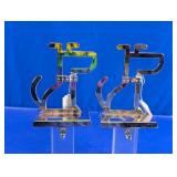 Silver Dog Christmas Stocking Holders Duo