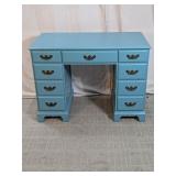 Vtg Painted Wooden 9-Drawer Desk Vanity