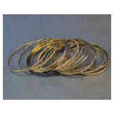 Gold Tone Textured Bangle Bracelet Set