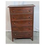 Antique 5-Drawer Wooden Tallboy Dresser Chest