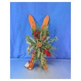 Frosted Pinecone & Berry Wooden Ski Decor