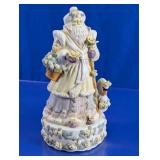 Vintage Ceramic Musical Floral Santa Figurine