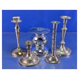 Decorative Silver Tone Metal Candle Holder Set