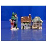 Miniature Christmas Village Houses & Figurine