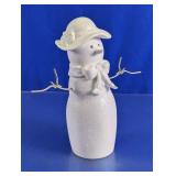 Glittered Ceramic Lady Snowman Figure