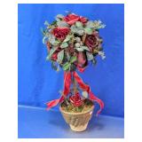 Artificial Red Rose Floral Topiary Arrangement