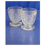 Diamond Cut Clear Glass Footed Cups