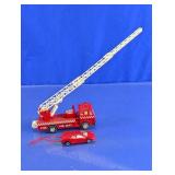 Red Fire Department Ladder Truck & Toy Car