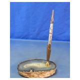 Agate Style Stone Pen Holder with Pen