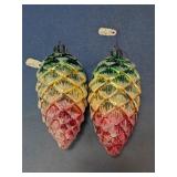 Frosted Glass Pinecone Christmas Ornaments Duo