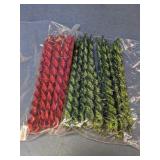 Red & Green Glitter Spiral Icicle Ornaments Lot