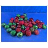 Assorted Red & Green Christmas Ornaments Lot