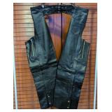 Xelement Black Leather Motorcycle Chaps Size 42