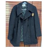 Vintage Fox Knapp Black Wool Pea Coat Size 38