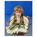 Ornate Green Dress Porcelain Doll