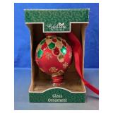 Red Glass Christmas Ornament With Glitter Details