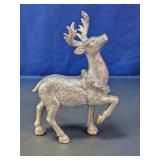 Glittered Resin Silver Reindeer Figurine