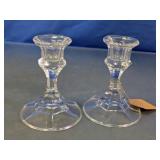 Clear Glass Hexagonal Candlestick Holders