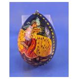 Hand-Painted Russian Wooden Egg Ornament