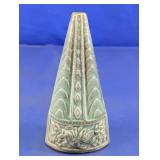 Vtg Green Art Deco Cone Wall Pocket Vase