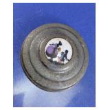 Decorative Victorian Style Round Metal Tin Cover