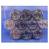 Vtg Buffalo Nickel Cluster Belt Buckle