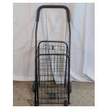 Black Folding Wire Shopping Cart Utility Trolley