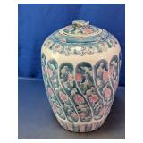 Chinese Floral Porcelain Lidded Ginger Jar w/