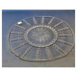 Vtg Clear Glass Beaded Sunburst Cake Platter