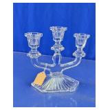 Clear Glass 3-Arm Candelabra Candle Holder