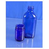 Cobalt Blue Glass Bottles Pair