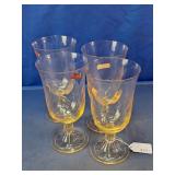Amber Glass Optic Swirl Water Goblets