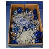 Assorted Blue & Silver Christmas Ornaments Box