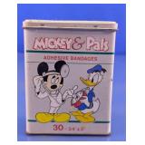 Vtg Mickey & Pals Adhesive Bandage Metal Tin