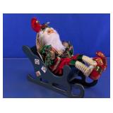 Santa in Wooden Sleigh Christmas Figurine