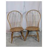 Vintage Wooden Windsor Dining Chairs Duo