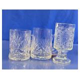 Cut Glass Patterned Mugs and Footed Mug