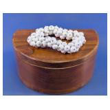 White Beaded Bracelet & Wooden Jewelry Box Set