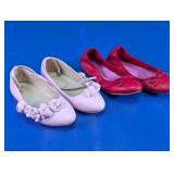 Pink Floral Dress Shoes & Red Bow Flats Set