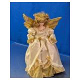 Porcelain Head Gold & Cream Angel Tree Topper