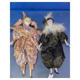 Vintage Porcelain Jester Harlequin Dolls