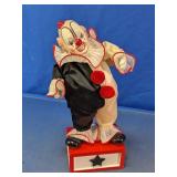 Vtg Wind-Up Musical Porcelain Pierrot Clown Doll