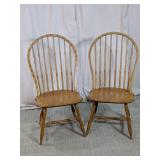 Vintage Wooden Windsor Dining Chairs Duo