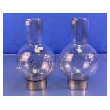Clear Glass Oil Lamp Chimneys Pair