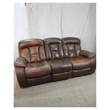 Brown Faux Leather Reclining Sofa