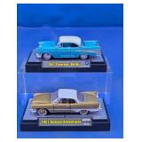 Vintage 1957 Classic Die-Cast Cars on Bases Duo