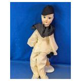 Vtg Porcelain Pierrot Clown Shelf-Sitter Doll