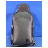 Black Leather Sling Crossbody Bag
