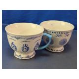 Blue & White Patterned Jumbo Coffee Mugs