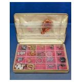 Costume Jewelry Assortment in Display Case